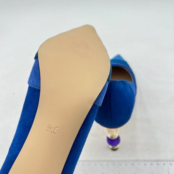 FOWT Navy Rainbow Wave Pattern Pointed Toe Party Pumps Jewelry High Heel Shoes - Picture 5 of 7